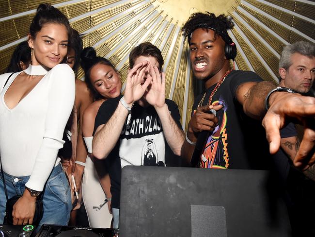 (L-R) Model Shanina Shaik with DJ Ruckus. Picture: Getty