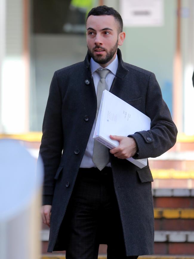 The accused driver’s lawyer Nick Hanna outside the police station.