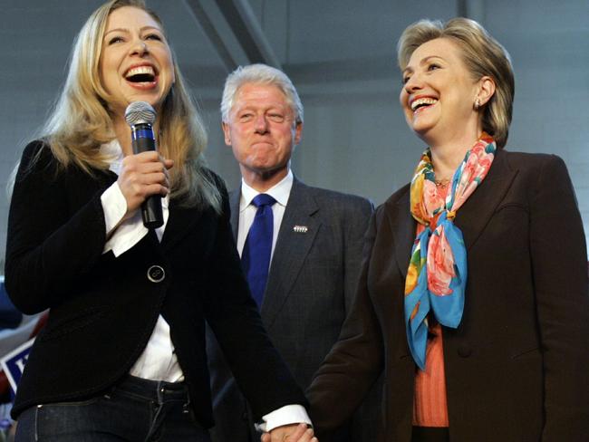 Hillary Clinton, pictured with daughter Chelsea and husband Bill Clinton. Picture: AP