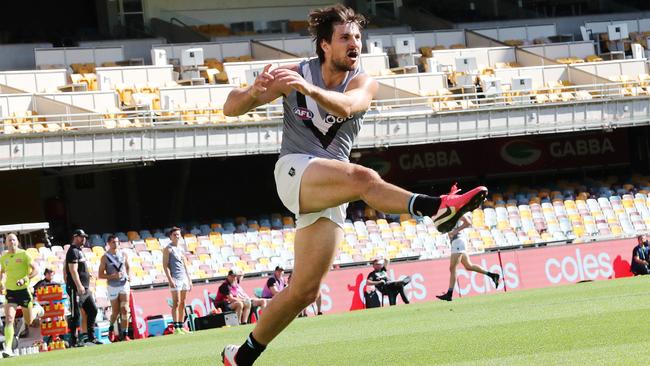 Sam Mayes playing his first game for Port Adelaide on Sunday. Picture: Michael Klein