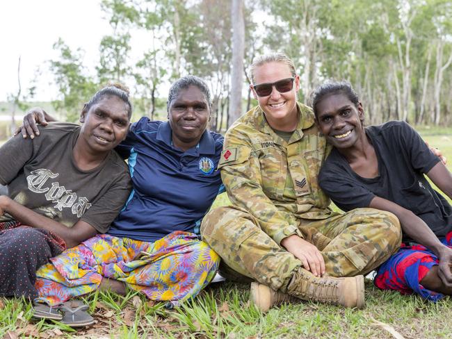 Jennifer Marrkula, Margaret Marrkula, Sgt Lisa Stone and Albina Marrkula at the AACAP closing ceremony. Picture: Floss Adams.