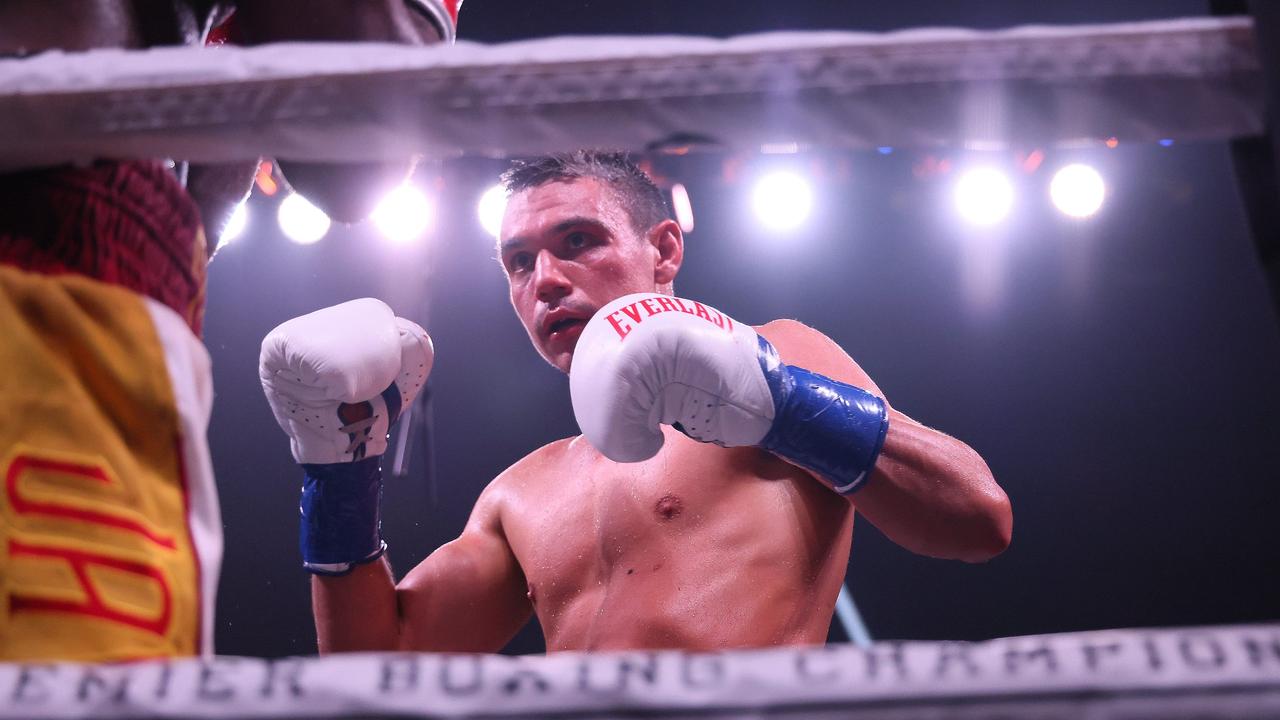 Tim Tszyu vs Terrell Gausha. Photo: Adam Bettcher/Getty Images/AFP.