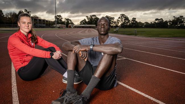 Athletes Yual Reath and walker Alanna Peart were disappointed with the cancellation. Picture: Jake Nowakowski