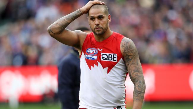 Lance Franklin after last year’s Grand Final. Picture: Phil Hillyard