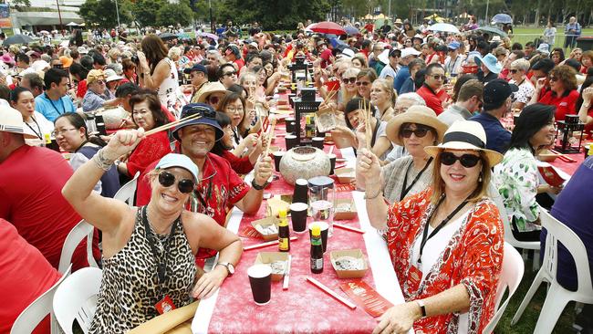 On Tuesday afternoon close to 800 people attended the Lunar New Year World Yum Cha Record attempt in Darling Harbour. Picture: John Appleyard