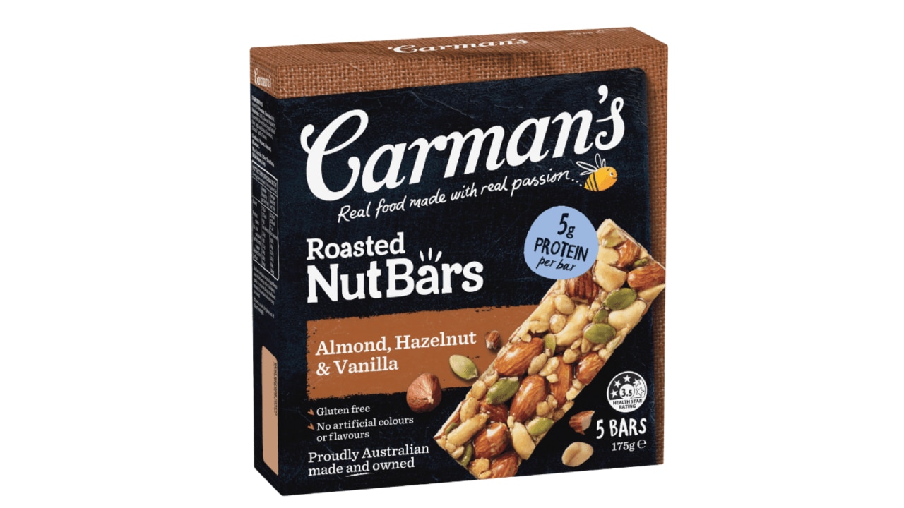 <h3><a href="https://www.woolworths.com.au/shop/productdetails/740080/carman-s-nut-bars-almond-hazelnut-vanilla" target="_blank" rel="noopener"><span>Carman's Nut Bars Almond Hazelnut &amp; Vanilla, $6.90 from woolworths.com.au</span></a></h3>