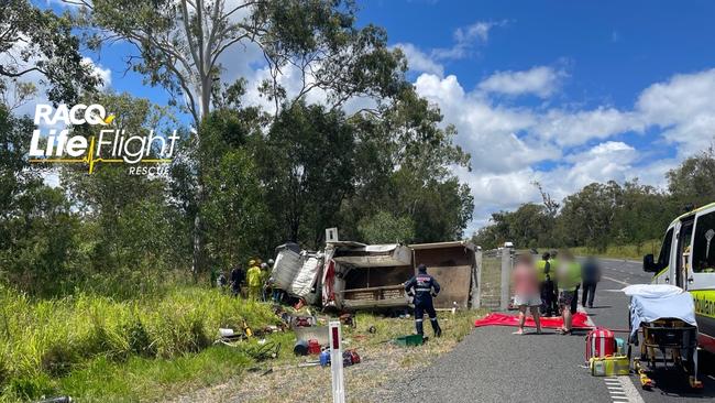 A driver was flown to hospital following a crash.