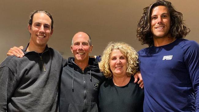 Perth brothers Jake, left, and Callum Robinson with their parents Martin and Debra. Picture: Instagram