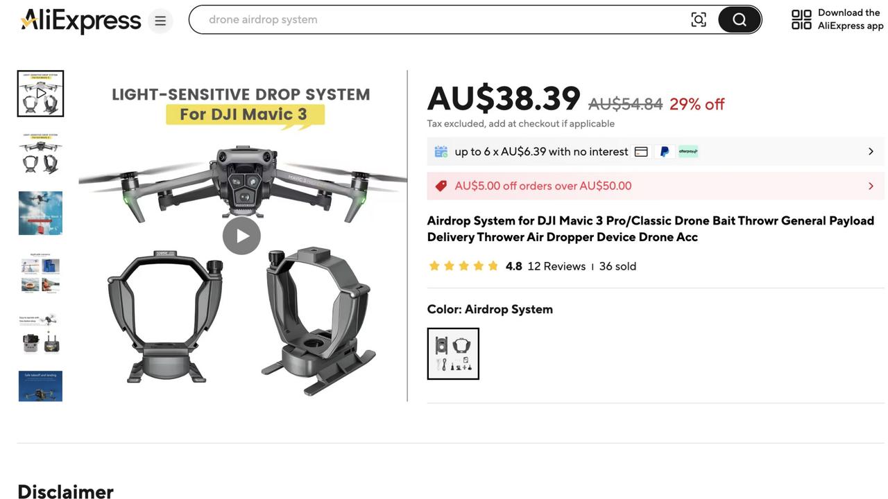 Parts like high-resolution thermal cameras, long-range antennas, or powerful motors that can be used to assemble weapon-capable drones are being sold online. Picture: Supplied