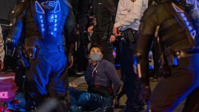 Dozens of protesters have been arrested in New York as the election drags on. Picture: David Dee Delgado/GettyTELEVISION USE ONLY ==