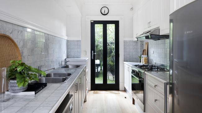 A modern kitchen inside.