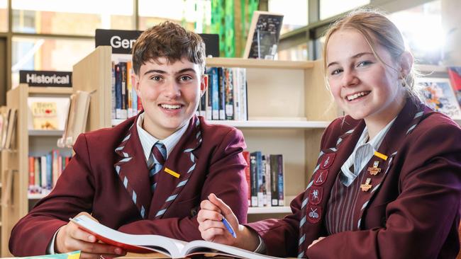 St John’s Grammar School students Lachlan Fisher and Liv Tijdhof did the Year 9 NAPLAN test last year. Picture: Russell Millard Photography