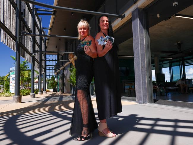 Candice Crossley and Julie Telford preparing for the Team Whitsundays Masquerade Gala Ball. Photo: Contributed