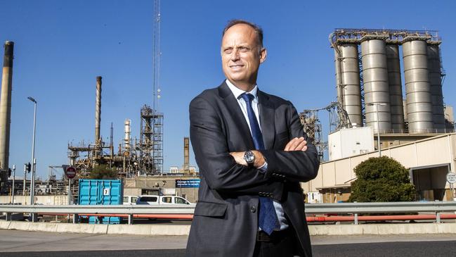 Viva Energy CEO Scott Wyatt at the Geelong refinery. Picture: Aaron Francis/The Australian