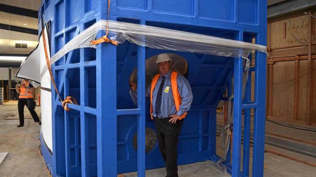 Mayor Andrew Willcox with the new aquarium. Picture: Georgia Simpson