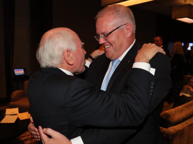 Former prime minister congratulates Scott Morrison on his election victory. Picture: Adam Taylor