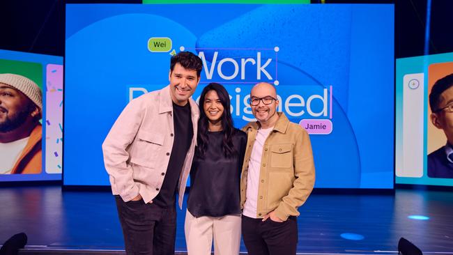 Canva co-founders Cliff Obrecht, Melanie Perkins and Cameron Adams.