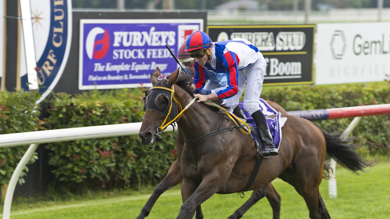 Ryan Plumb guides Jelviss to victory for trainer Mark Currie in yesterday’s Class 1 Handicap at Clifford Park. Picture: Kevin Farmer