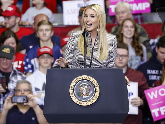 Ivanka Trump speaks during a campaign rally for Republican Senate candidate Mike Braun at the County War Memorial Coliseum. Picture: Getty