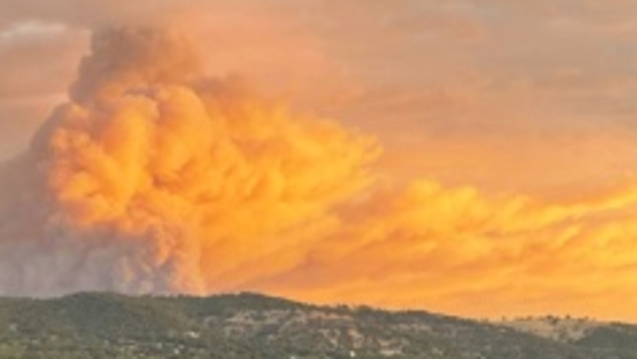 The Cherry Gardens fire turned the evening sky orange.