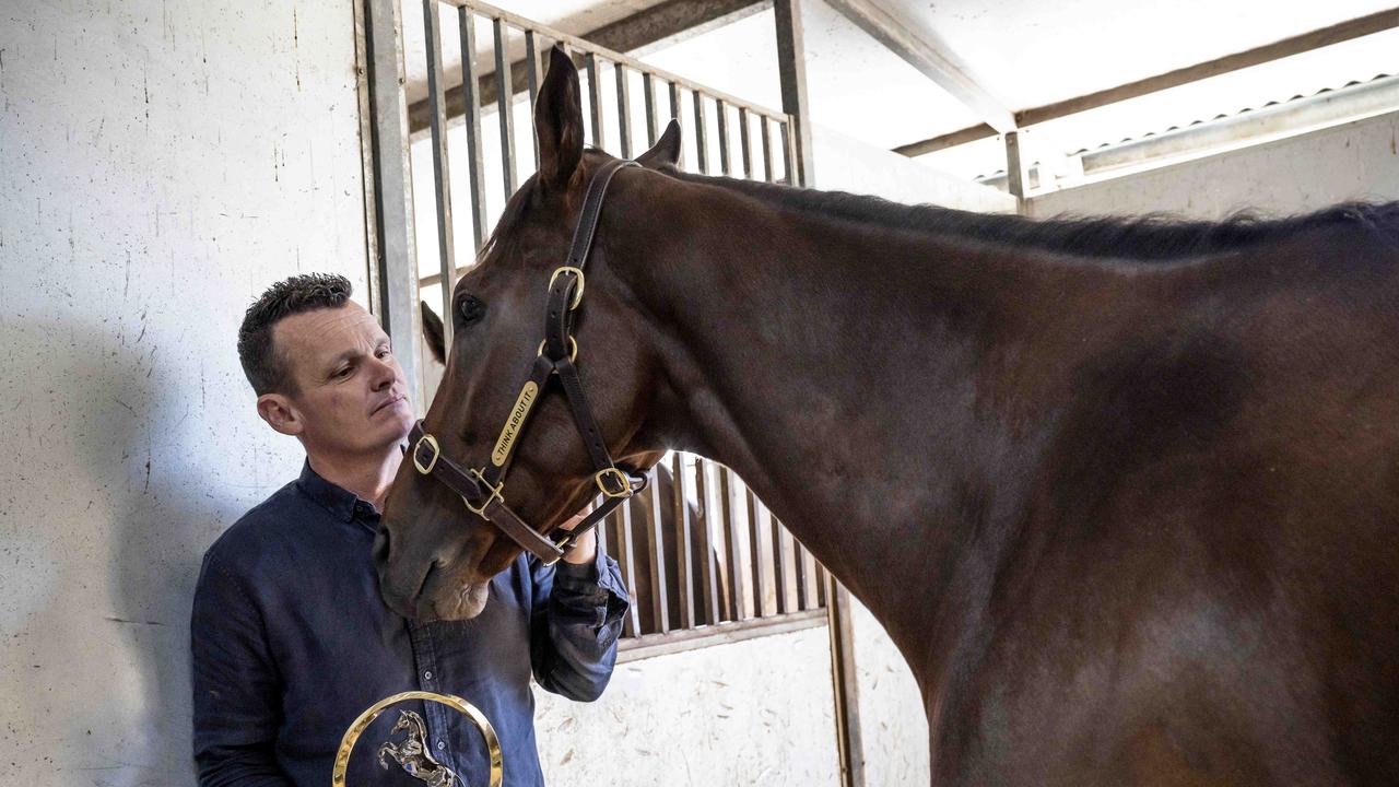 Everest winner Jay Pride with his winning horse Think About It last year. Picture: NCA NewsWIRE / Monique Harmer