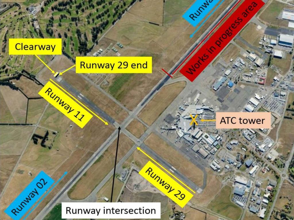 The aircraft used Christchurch airport’s shorter, lesser used runway, 29. Picture: ATSB