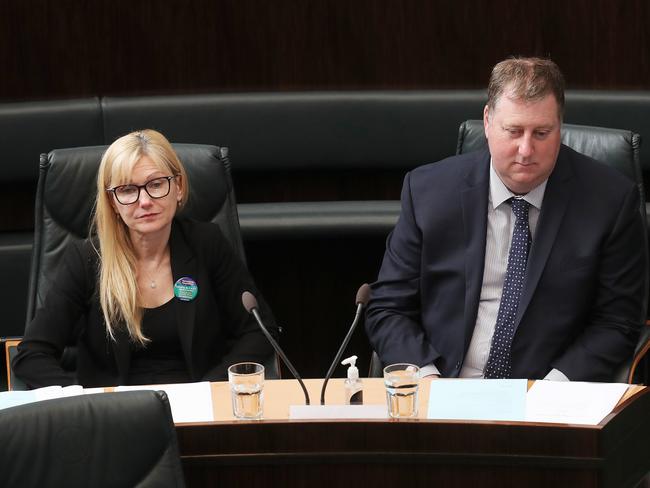 Lara Alexander Independent member for Bass and John Tucker Independent member for Lyons.  Question time in the Tasmanian parliament.  Picture: Nikki Davis-Jones