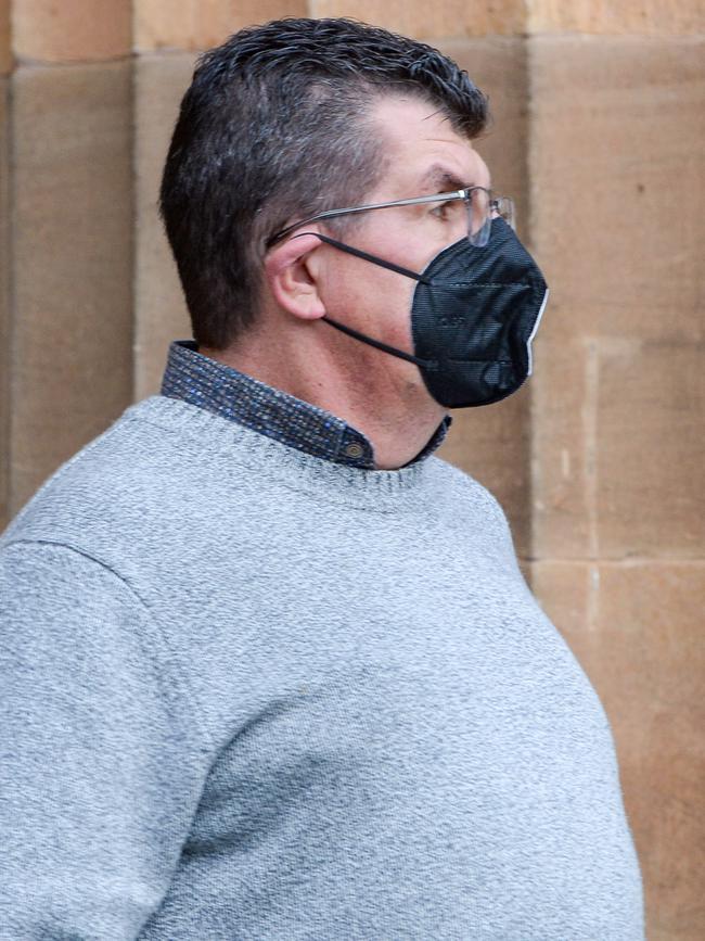 Michael Figwer, former UniSA lecturer and senior member of Rugby SA, outside Adelaide Magistrates Court. Picture: NCA NewsWire / Brenton Edwards