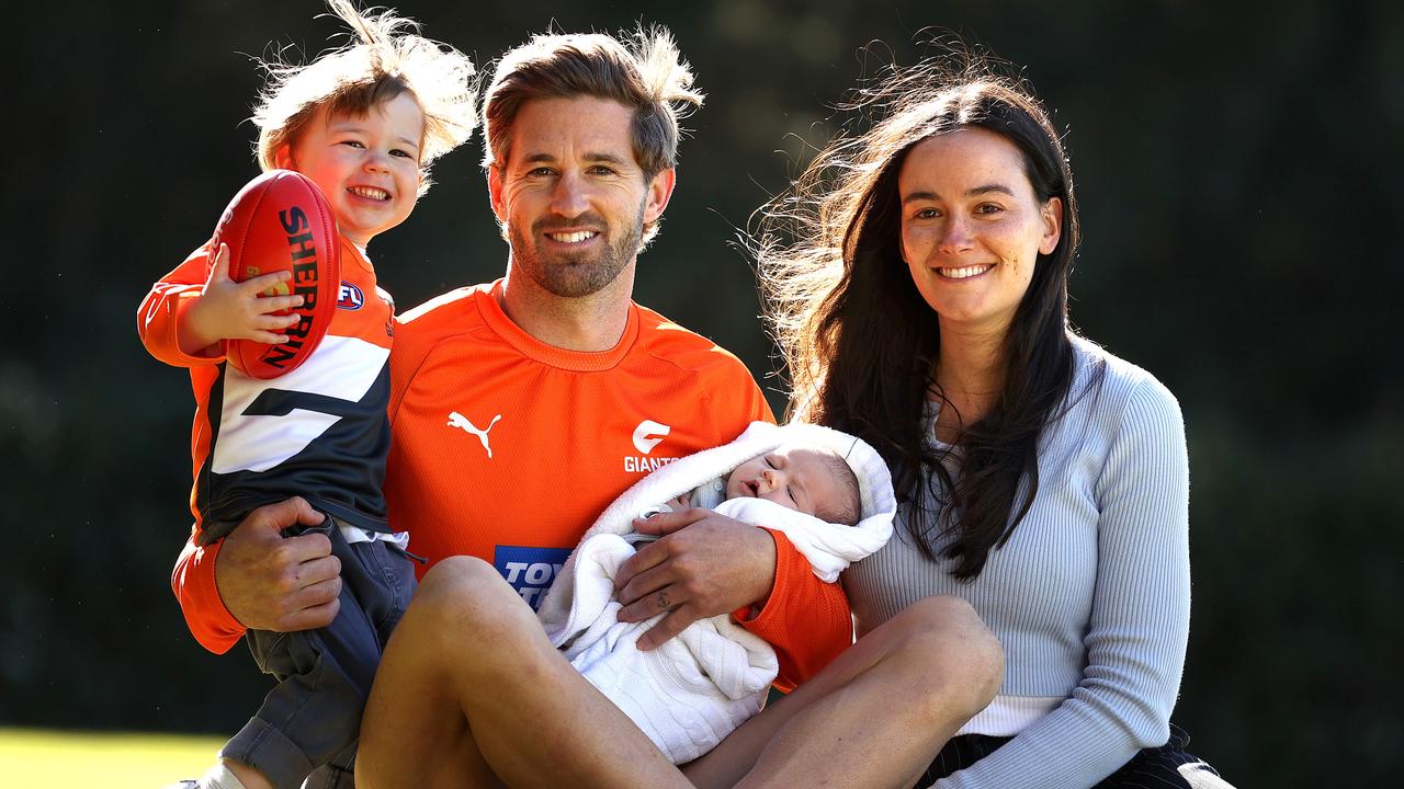Ward with his family ahead of his 200th game for the Giants. Picture: Phil Hillyard