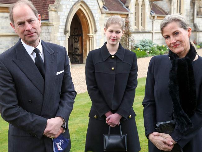 Prince Edward, Earl of Wessex, Sophie, Countess of Wessex and Lady Louise Windsor. Picture: AFP