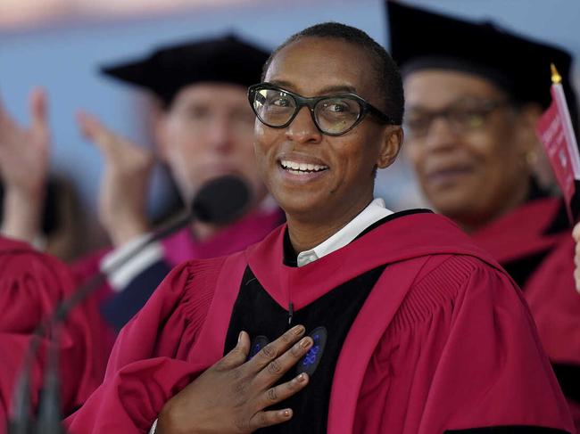 Claudine Gay, Edgerley Family Dean of Harvard's Faculty of Arts and Sciences, addresses an audience during commencement ceremonies, Thursday, May 25, 2023, on the schools campus, in Cambridge, Mass. Harvard has announced that Gay is to succeed Harvard University Lawrence Bacow, and is to become its new president beginning July 1, 2023. (AP Photo/Steven Senne)