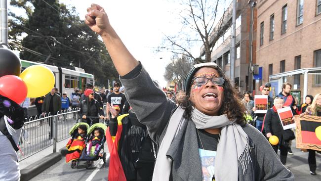 Shareena Clanton at a NAIDOC week march in 2017. Picture: AAP