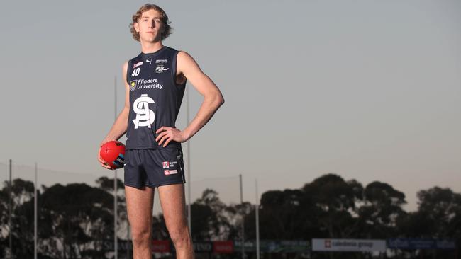 Teenage South Adelaide giant Taylor Goad at Noarlunga Oval. Picture: Dean Martin