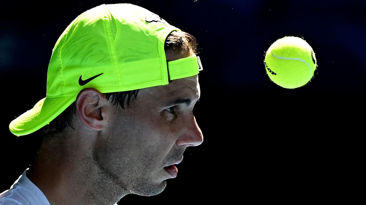 Rafa doesn’t like the balls. (Photo by WILLIAM WEST / AFP)