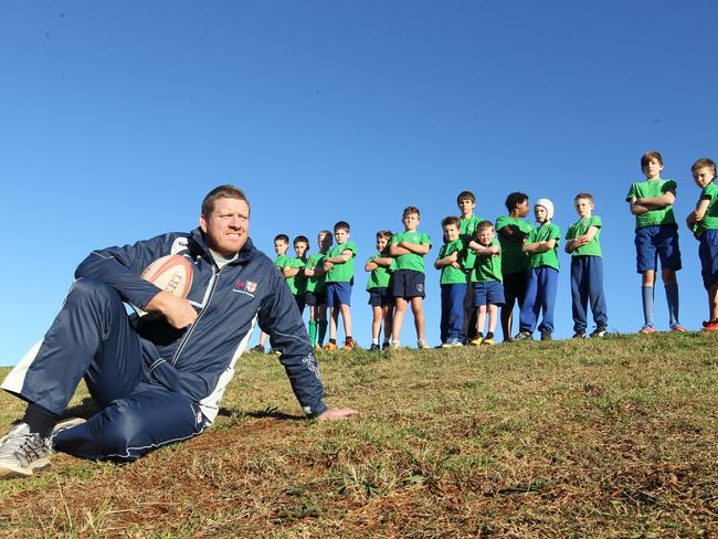 Former Wallaby Garrick Morgan at his junior rugby club at Mount Tamborine. Picture: Batterham Michael