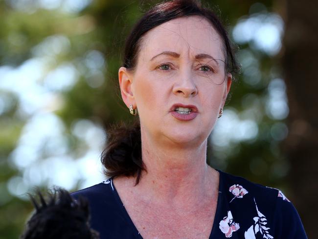 Queensland Health Minister Yvette D'Ath speaking with media at Redcliffe, Redcliffe Wednesday 23rd March 2022 Picture David Clark