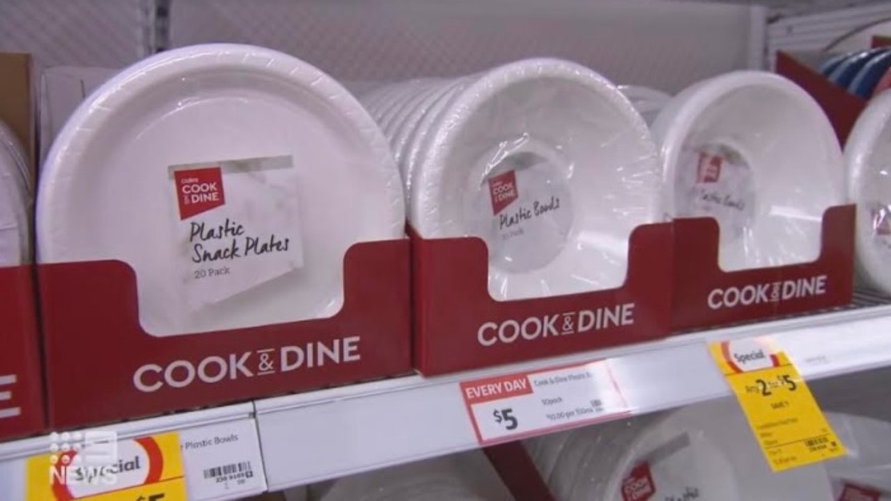 Coles is no longer going to sell single-use plastic tableware items. Picture: Coles