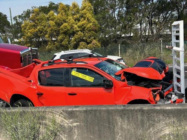 Nat Grider’s car after the crash. Picture: Instagram