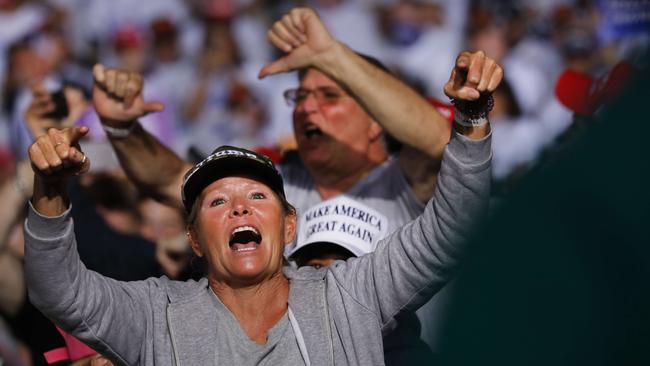 People jeer at the media as President Donald Trump speaks at a rally in Pennsylvania. Picture: Spencer Platt/Getty Images/AFP