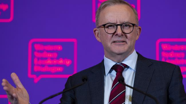 SYDNEY, AUSTRALIA - NewsWirePhotos - Friday, 24 May 2024:Prime Minister, Anthony Albanese, pictured speaking at Sydney Accor Stadium today during the Western Sydney Leadership Dialogue luncheon.Picture:NewsWire / Monique Harmer