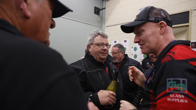 Thane Brady North Launceston president with Adrian Smith North Launceston coach. TSL grand final 2024 - North Launceston V Lauderdale. Picture: Nikki Davis-Jones