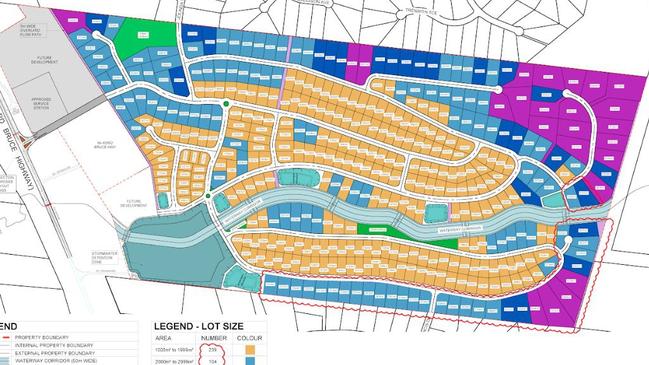 The updated development site plan for 392 lots at Mildura Rise Estate near Rockhampton.