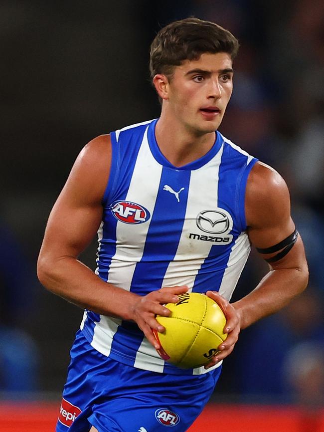 North Melbourne youngster Harry Sheezel. (Photo by Morgan Hancock/Getty Images)
