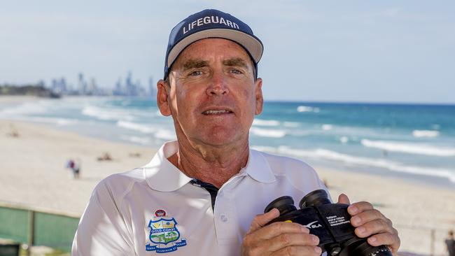 Gold Coast City Council lifeguard Anthony Lunney has kept a watch on beachgoers at Kurrawa since 1996. Picture: Jerad Williams