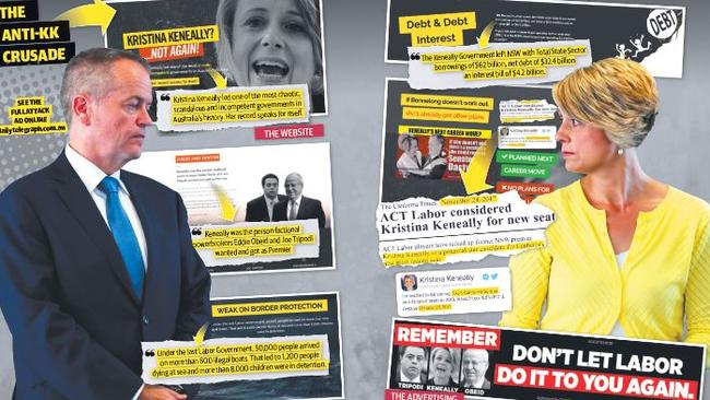 A snapshot of the attack on Bennelong candidate Kristina Keneally by the Turnbull Government as seen on the website created in her name.