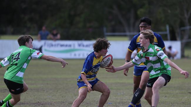 Action galleries of the junior rugby union grand finals, match played at Surfers Paradise Home Ground. Gold Coast Eagles Vs Currumbin Alligators under 16s division. Picture Mike Batterham