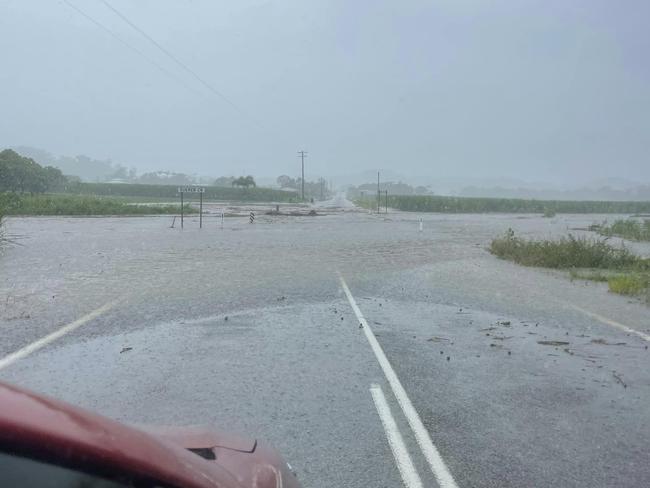 Facebook user Sarah-Jane Munchow shared this photo of flooding over Browns Rd and Niells Rd in the Mackay region, January 12, 2023.