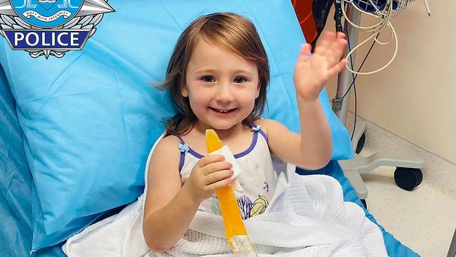 Four-year-old Cleo Smith recovering in a hospital in Perth after she was abducted from her family's tent in Western Australia on October 16. Picture: Western Australian Police Force