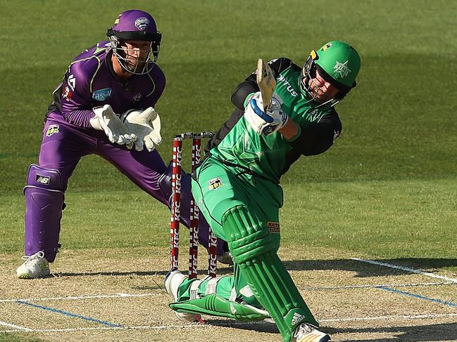 Ben Dunk goes on the attack for Melbourne Stars in the BBL last summer. Picture: Getty Images.