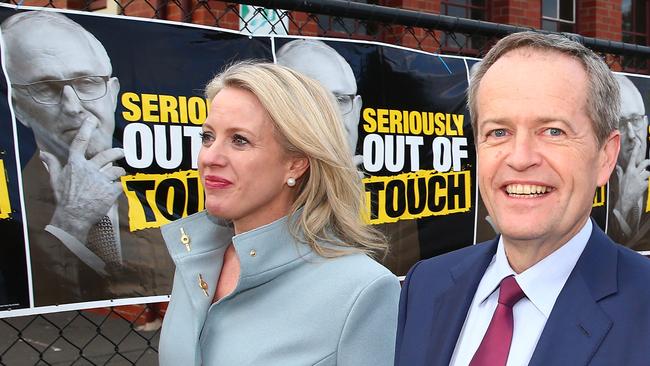 Bill Shorten and wife Chloe on polling day. Picture: Scott Barbour/Getty